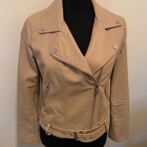 Faux leather cropped jacket.